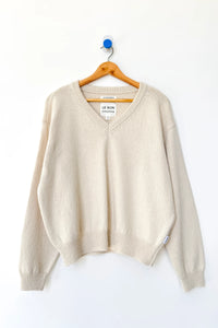 Le bon Abby cotton V-neck sweater naturel cream | Pipe and Row Seattle
