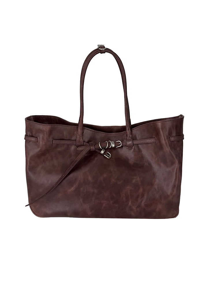 MARGESHERWOOD Grandma Used Large tote bag dark red wine pull-up leather PIPE AND ROW