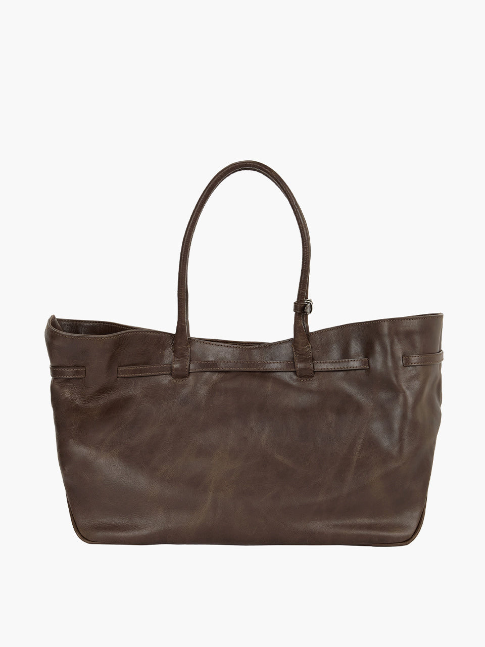 MARGESHERWOOD Grandma Used Large tote bag washed brown pull-up leather | Pipe and Row Seattle