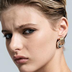 Heaven Mayhem mini knot earring chunky mixed gold silver | Pipe and Row