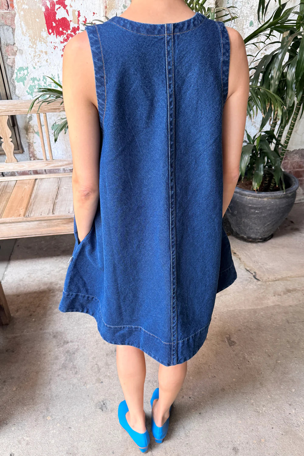 Le Bon Shoppe Mable Cotton Denim Dress | Simple Short Swing Dress