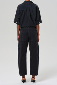 Citizens of Hummanity twill Marcelle low slung cargo pant washed black | Pipe and Row