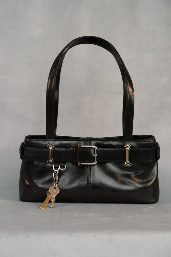 Marge Sherwood belted Shoulder Brocle Mini handbag stone black