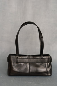 Marge Sherwood belted Shoulder Brocle Mini handbag stone black leather | Pipe and Row