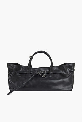 Margesherwood Grandma used Bag zip close black pull-up leather | Pipe and Row