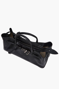 Margesherwood Grandma used Bag zip close black pull-up leather | Pipe and Row