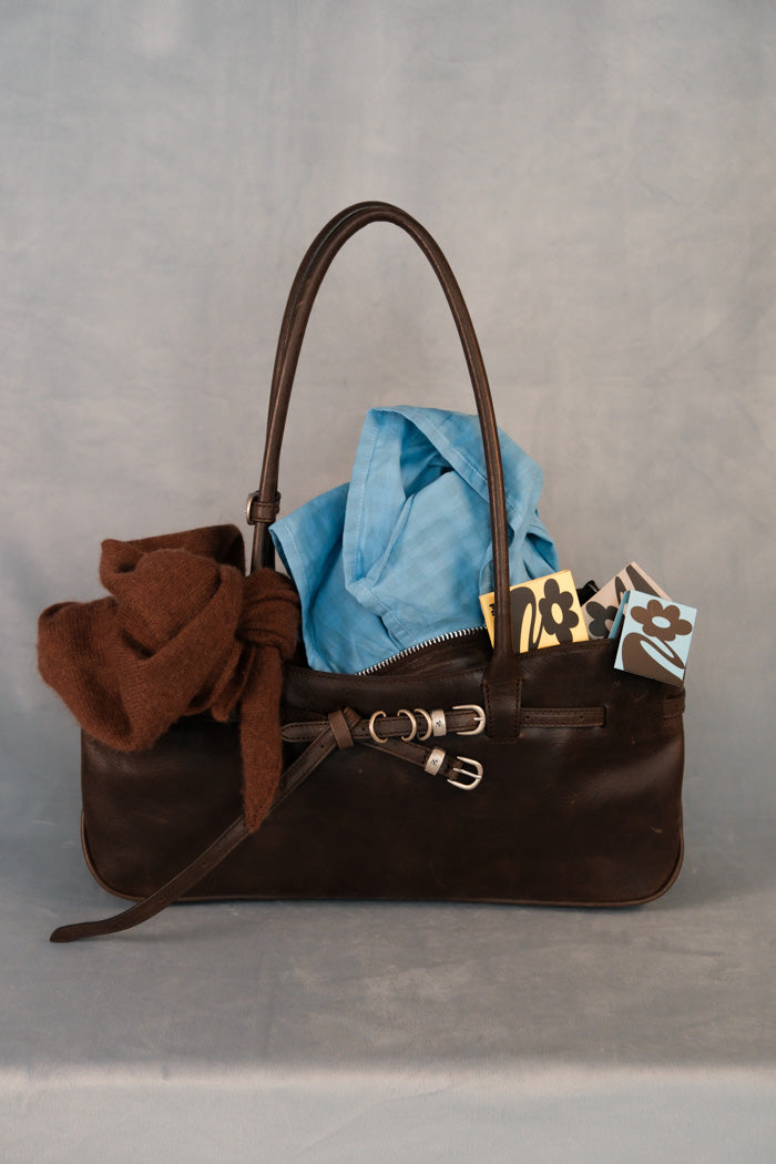 Margesherwood baguette Grandma used shoulder bag washed brown pull-up | Pipe and Row