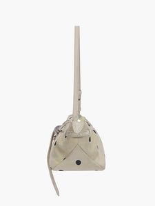 Margesherwood baguette Grandma used sling handbag blond wood printed suede polka dot | Pipe and Row