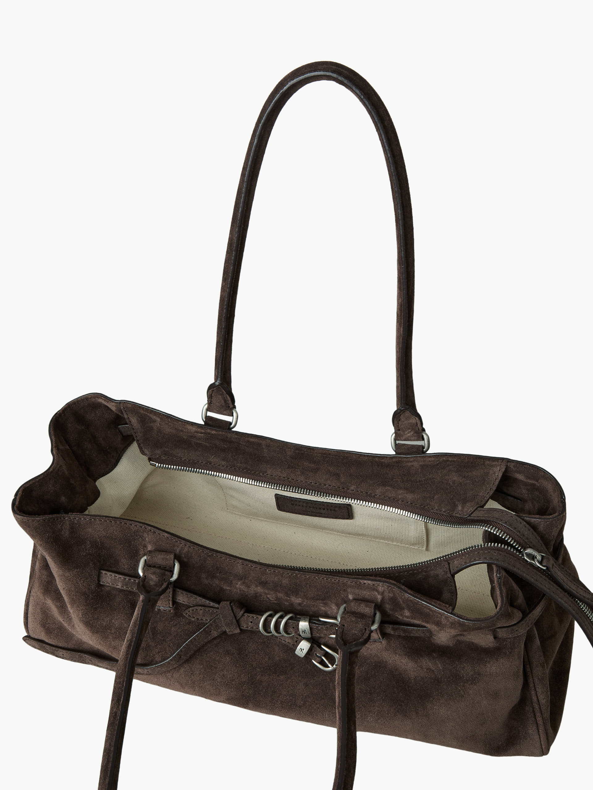 Margesherwood soft grandma shoulder handbag slouchy ash brown suede | Pipe and Row Seattle