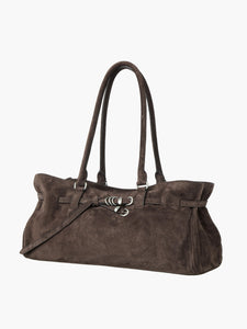 Margesherwood soft grandma shoulder handbag slouchy ash brown suede | Pipe and Row Seattle