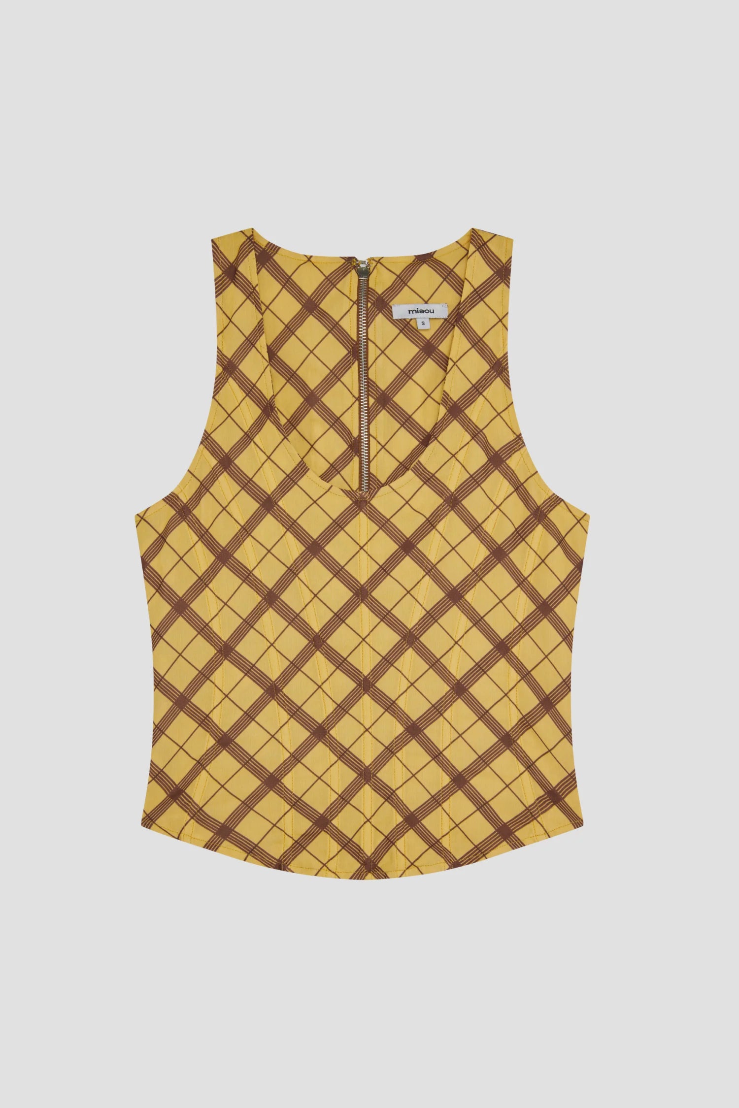 Miaou Annika scoop neck corset mustard plaid | Pipe and Row