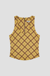 Miaou Annika scoop neck corset mustard plaid | Pipe and Row