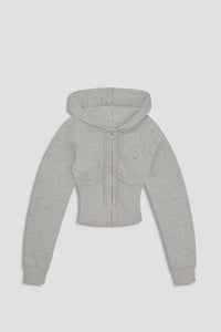 Miaou Sadie corset zip fleece hoodie heather grey PIPE AND ROW