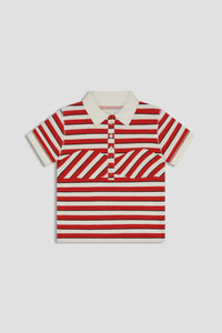 Miaou short sleeve Lou polo red and white stripe PIPE AND ROW