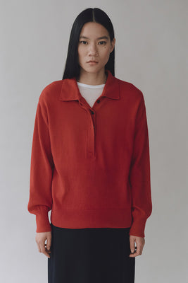 Mijeong Park cashmere blend polo sweater top shirt red | Pipe and Row