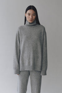 Mijeong Park cashmere blend crewneck turtleneck knit sweater grey | Pipe and Row