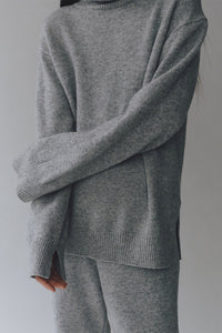 Mijeong Park cashmere blend crewneck turtleneck knit sweater grey | Pipe and Row