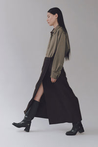 Mijeong Park wool blend wrap maxi skirt brown | Pipe and Row