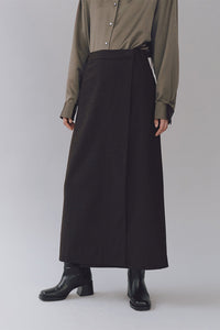 Mijeong Park wool blend wrap maxi skirt brown | Pipe and Row