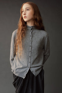 Mijeong Park button up mock neck cardigan sweater heather grey | Pipe and Row