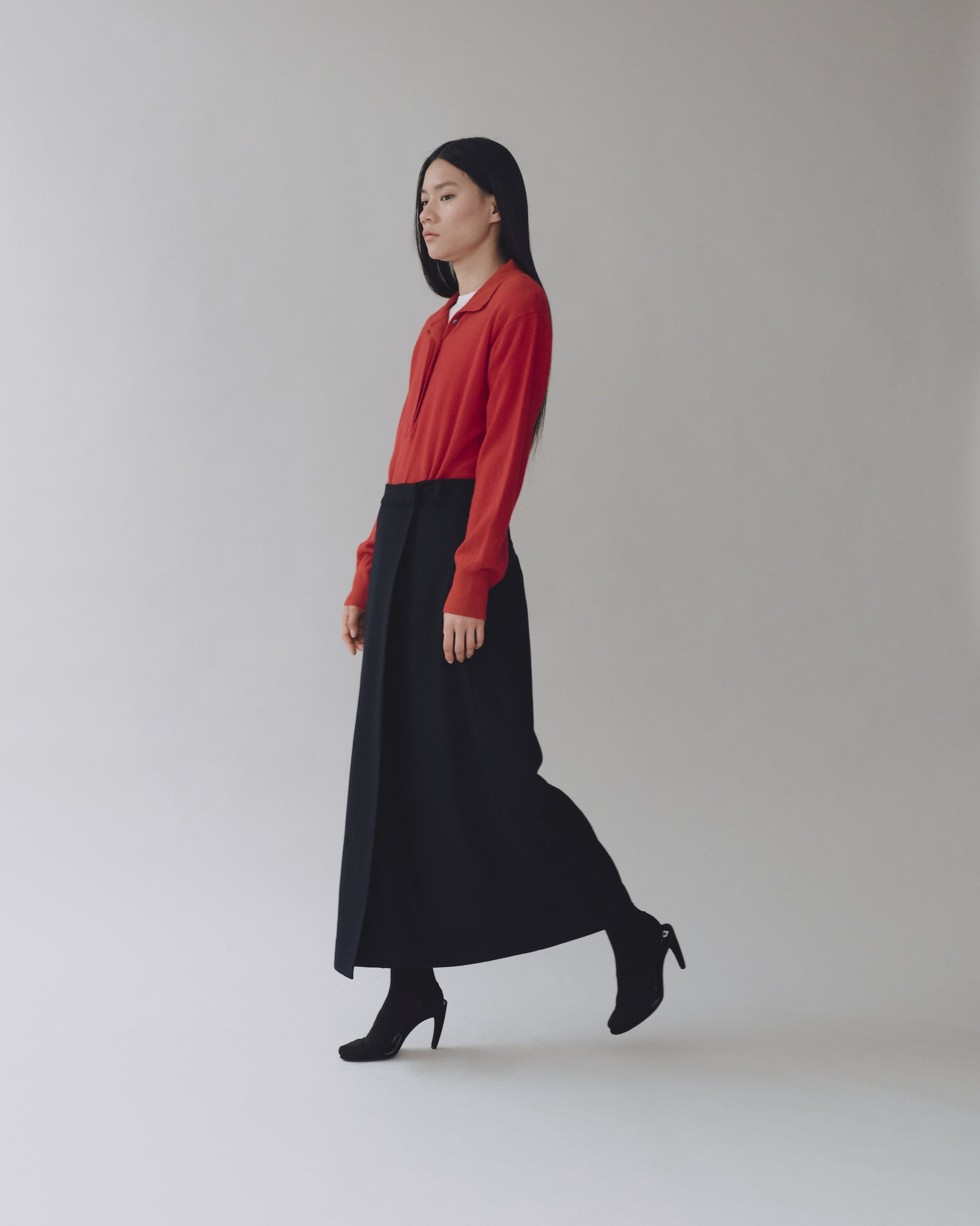 Mijeong Park cashmere blend polo sweater top shirt red | Pipe and Row