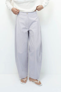 Mijeong Park cotton barrel leg pant light lavender purple | Pipe and Row