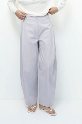 Mijeong Park cotton barrel leg pant light lavender purple | Pipe and Row