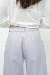 Mijeong Park cotton barrel leg pant light lavender purple | Pipe and Row