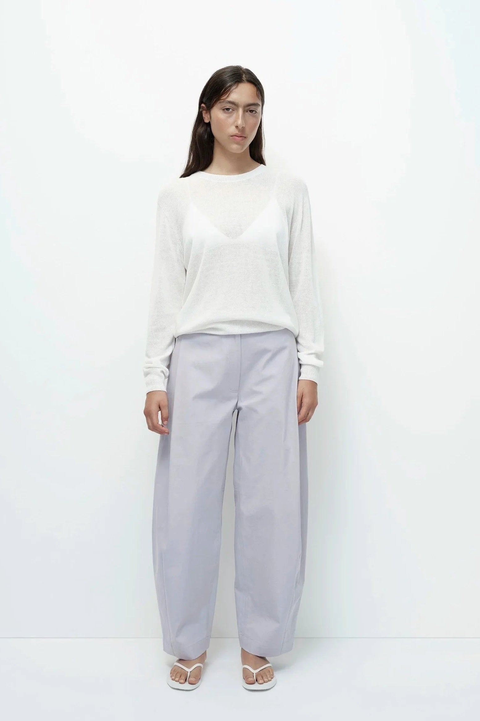 Mijeong Park cotton barrel leg pant trousers light lavender purple | Pipe and Row Seattle