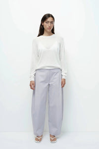 Mijeong Park cotton barrel leg pant trousers light lavender purple | Pipe and Row Seattle