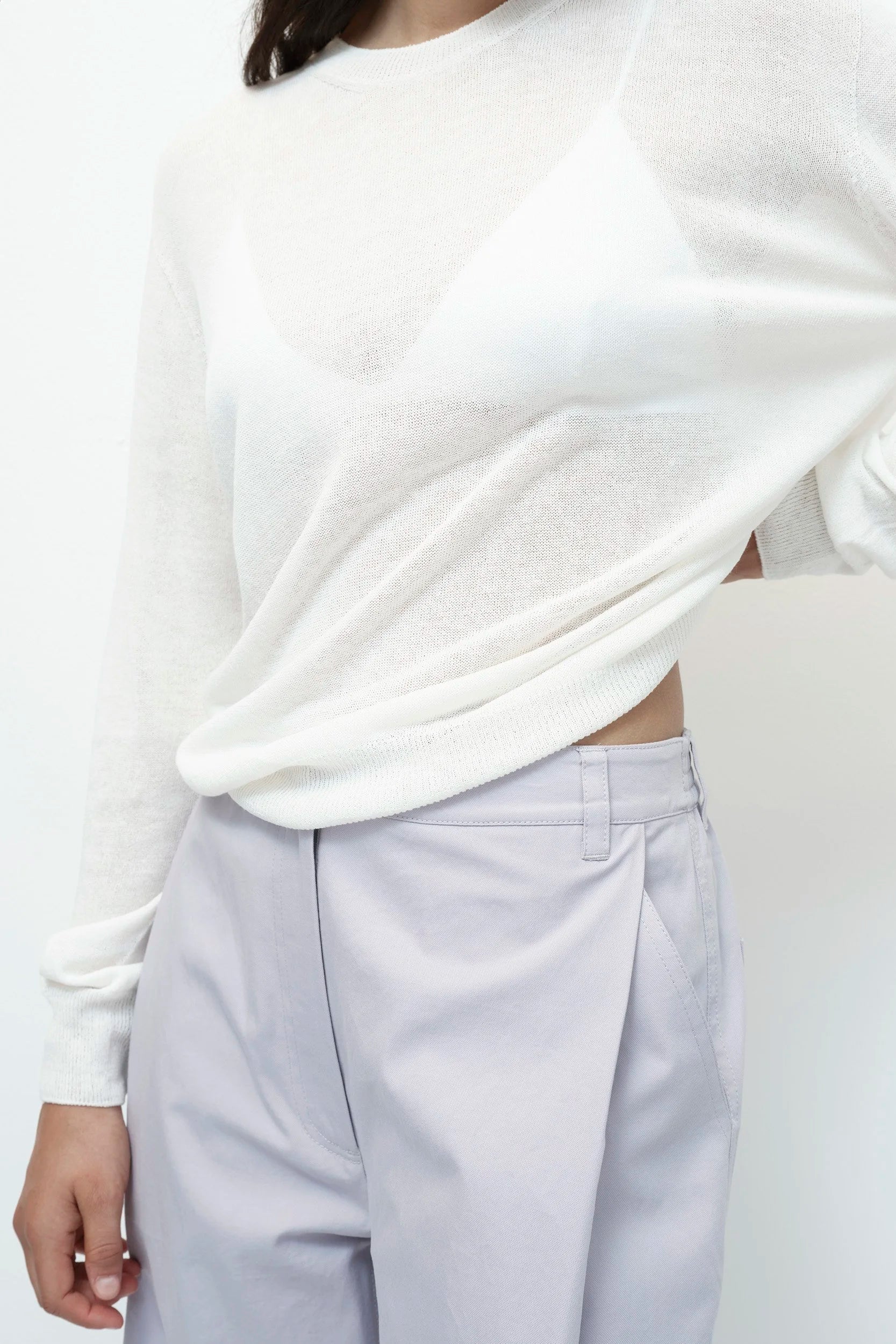 Mijeong Park cotton barrel leg pant trousers light lavender purple | Pipe and Row Seattle