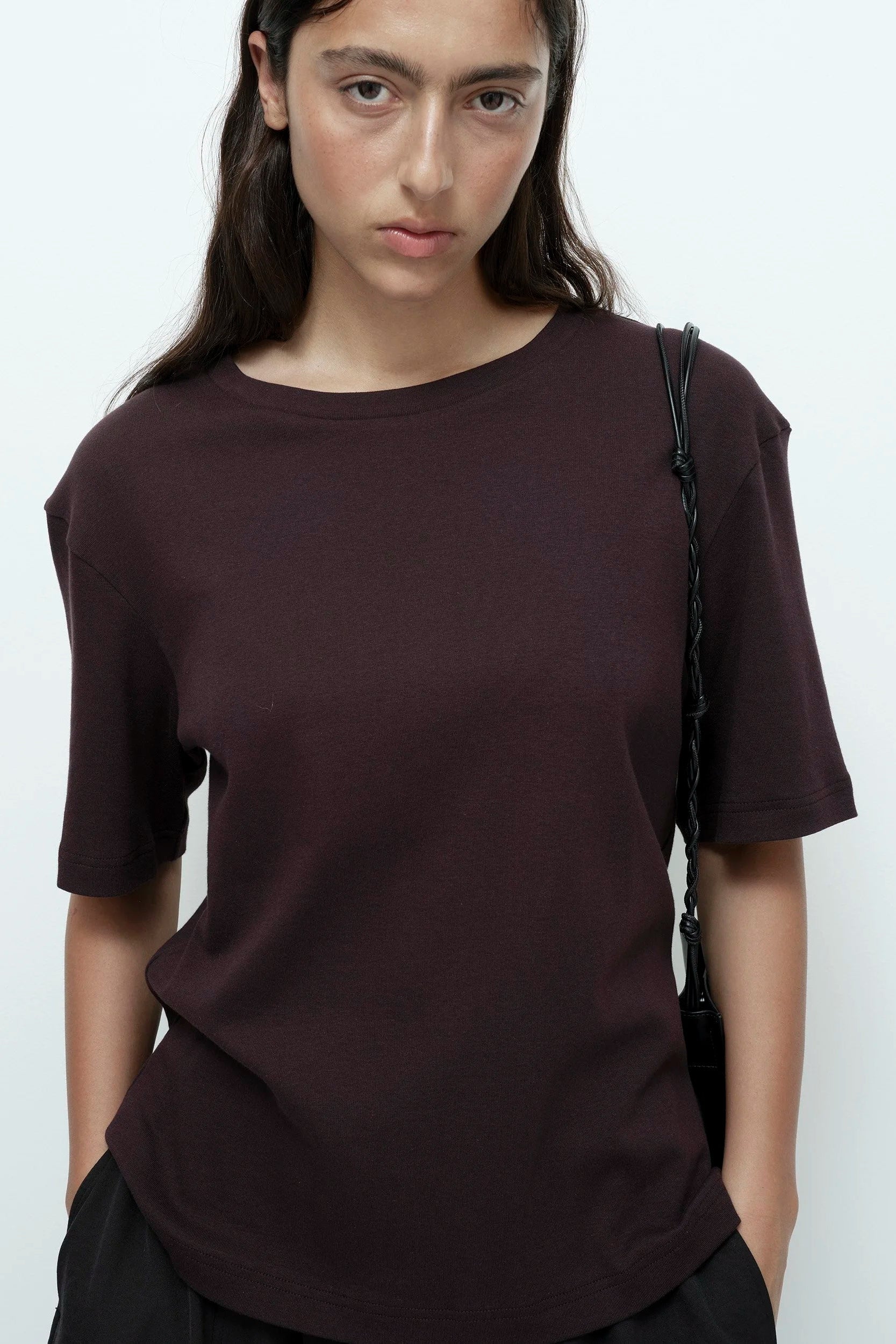 Mijeong Park crewneck oversized t-shirt dark brown | Pipe and Row