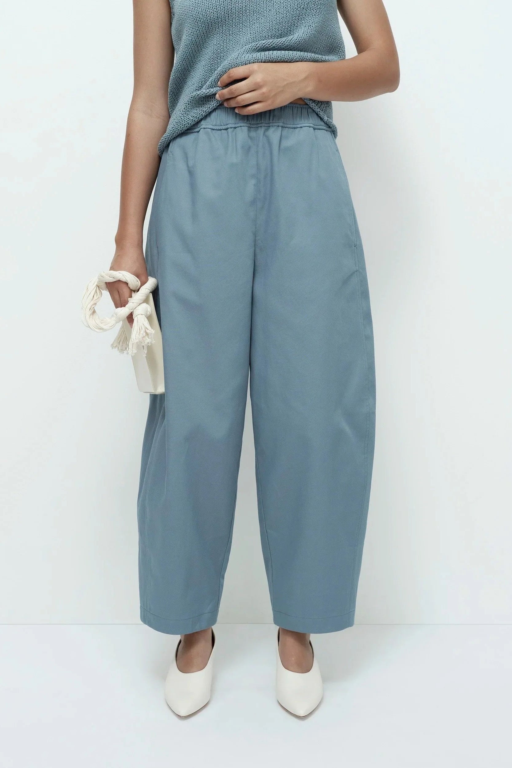 Mijeong Park cropped balloon pant trouser blue PIPE AND ROW