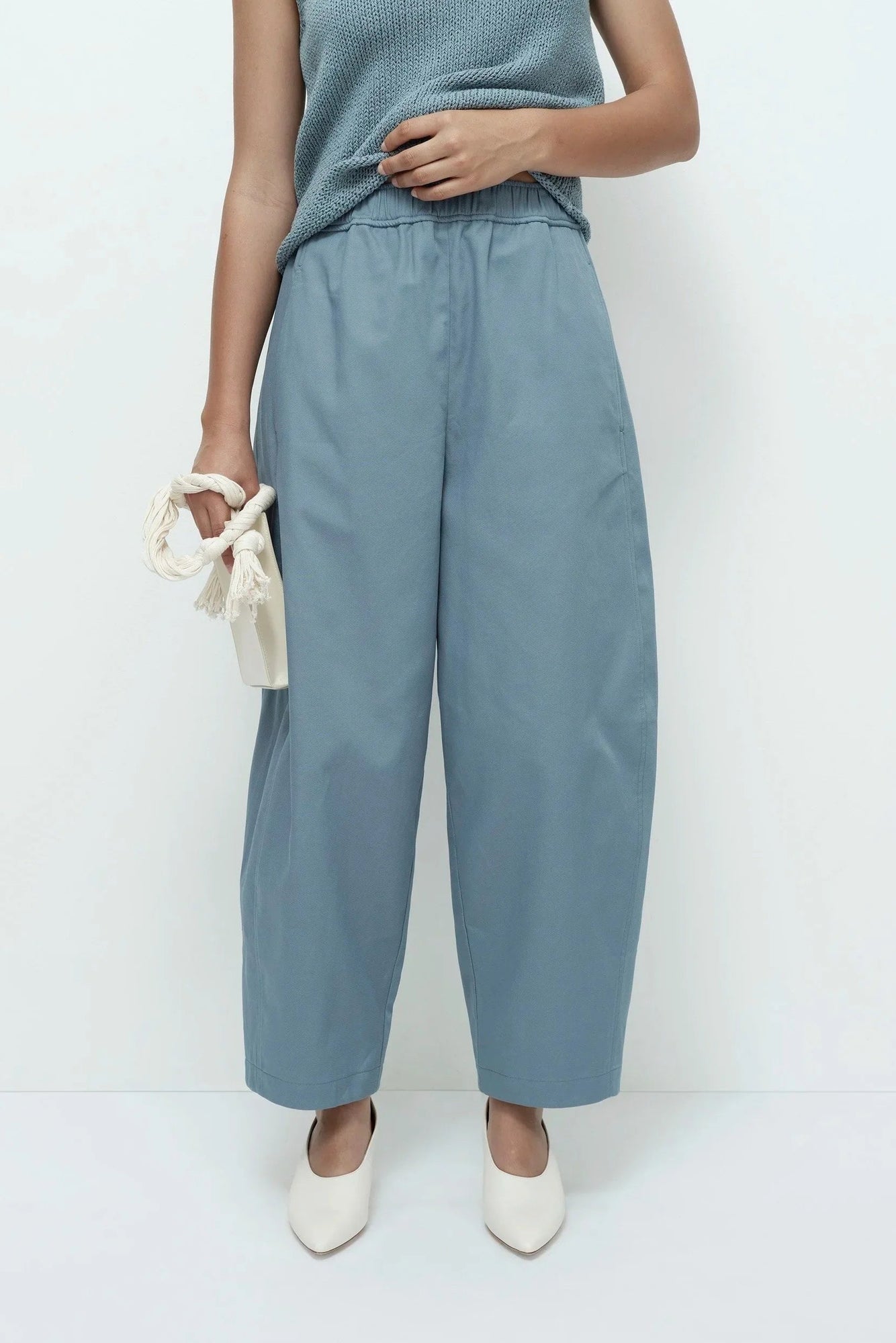 Mijeong Park cropped balloon pant trouser blue PIPE AND ROW
