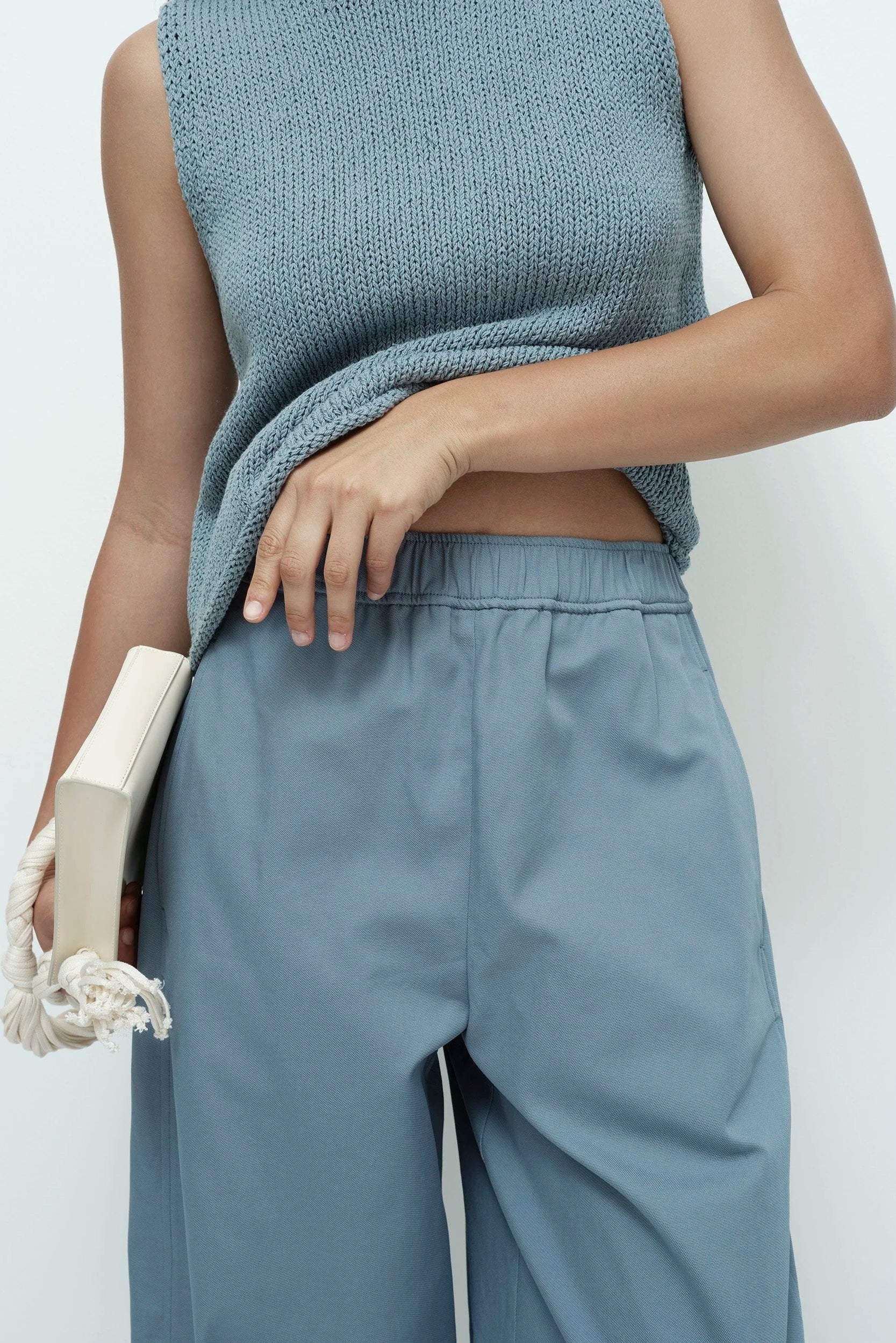 Mijeong Park cropped balloon pant trouser blue PIPE AND ROW