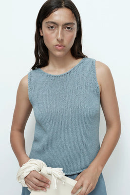 Mijeong Park knit boat neck tank top blue | Pipe and Row