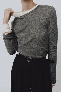 Mijeong Park knit wool tencel crew neck top heather grey | pipe and row