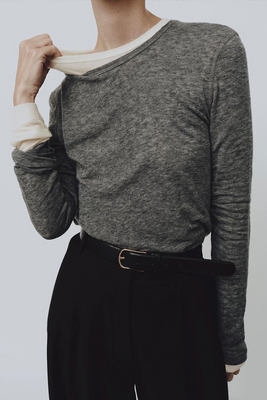 Mijeong Park knit wool tencel crew neck top heather grey | pipe and row