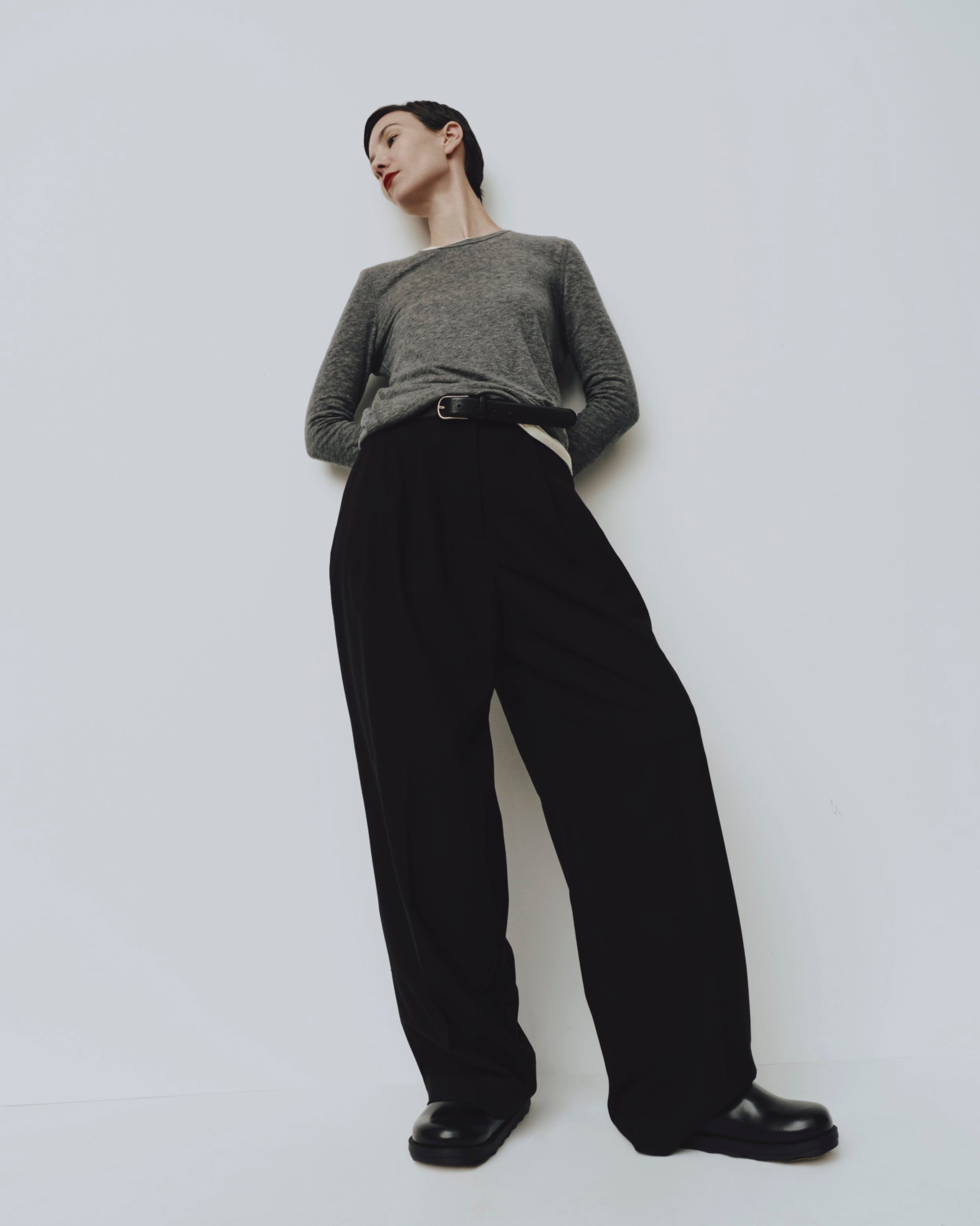 Mijeong Park knit wool tencel crew neck top heather grey | pipe and row