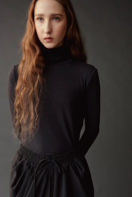 Mijeong Park light weight roll neck jersey top graphite grey | Pipe and Row