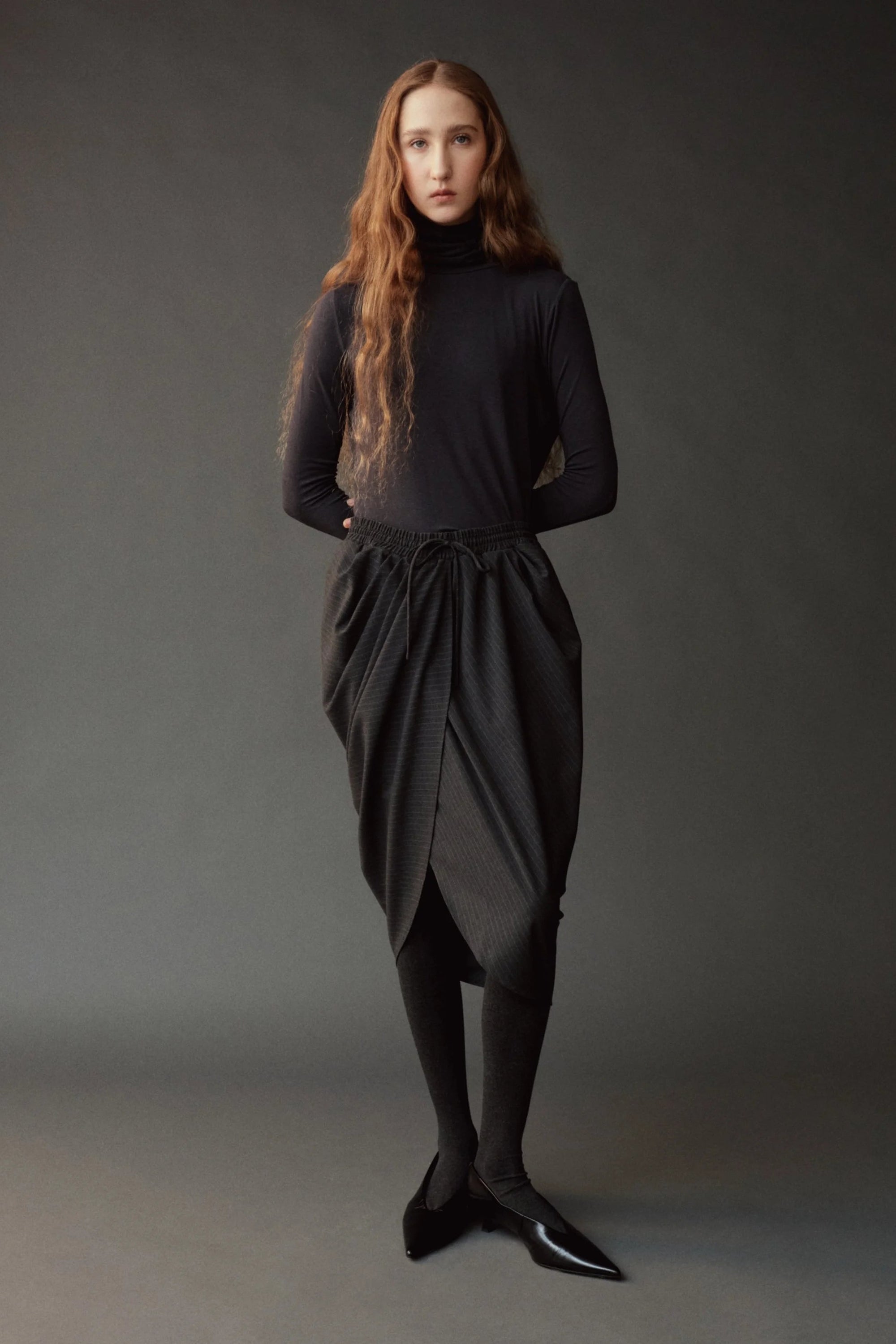 Mijeong Park light weight roll neck jersey top graphite grey | Pipe and Row