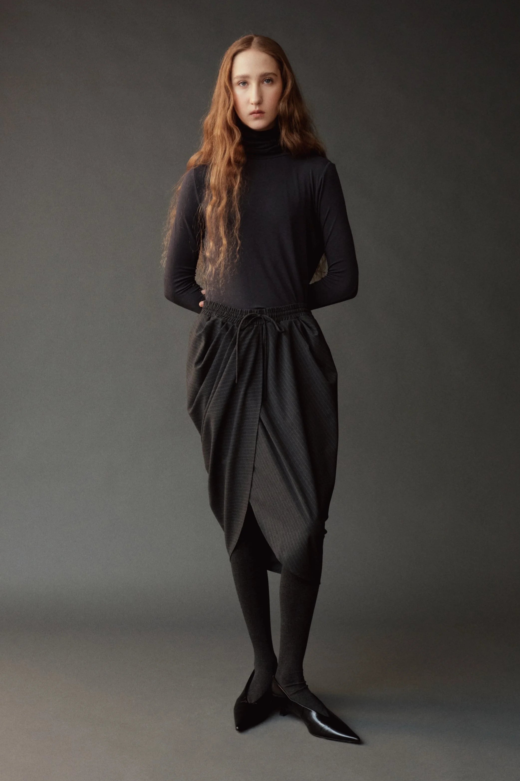 Mijeong Park light weight roll neck jersey top graphite grey | Pipe and Row