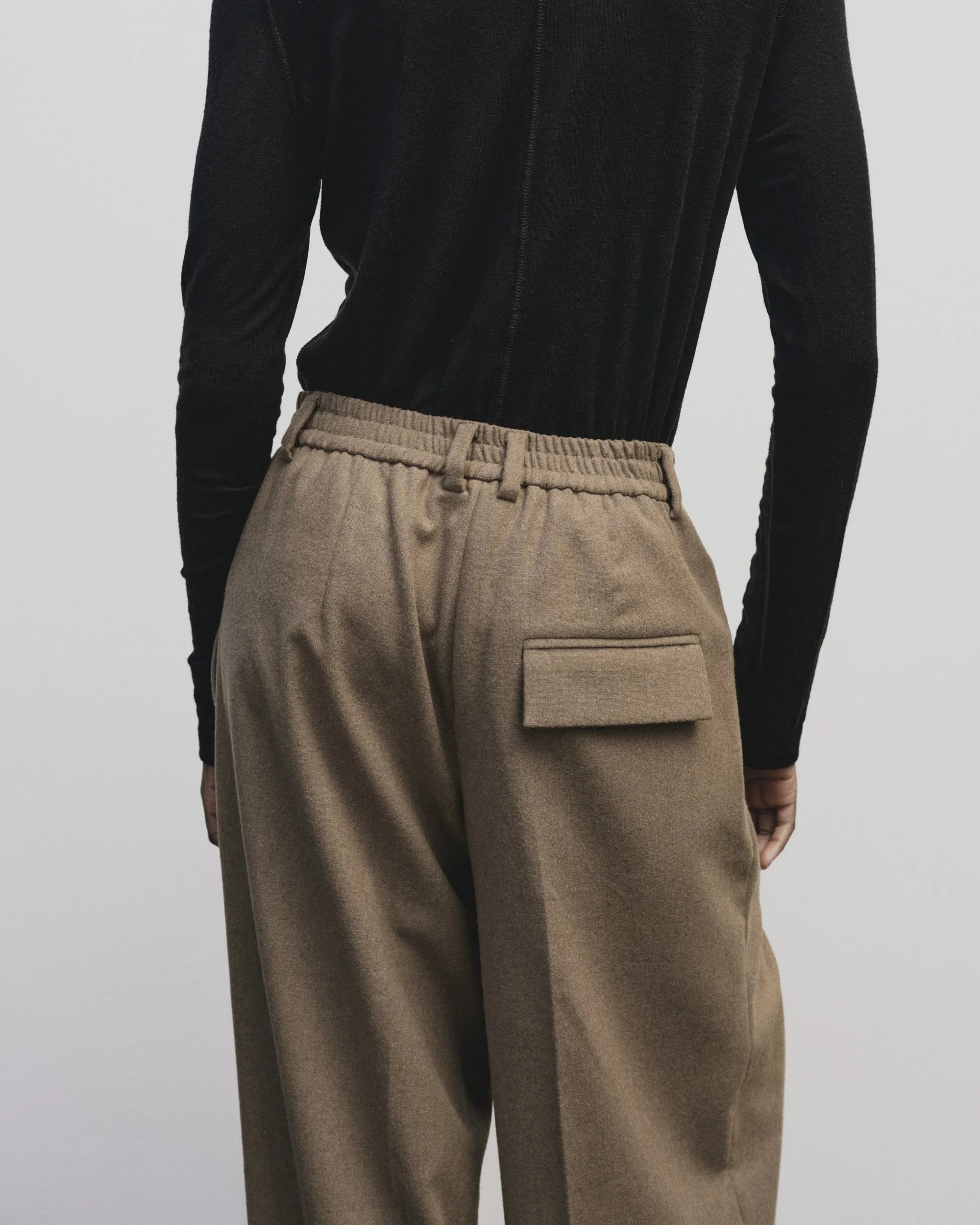 Mijeong Park mid rise wool blend wide leg trousers camel | Pipe and Row Seattle Boutique