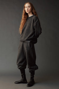 Mijeong Park oversized crew neck sweater charcoal grey. PIPE AND ROW