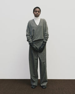 Mijeong Park relaxed fit cashmere v-neck knit sweater heather gray | Pipe and Row