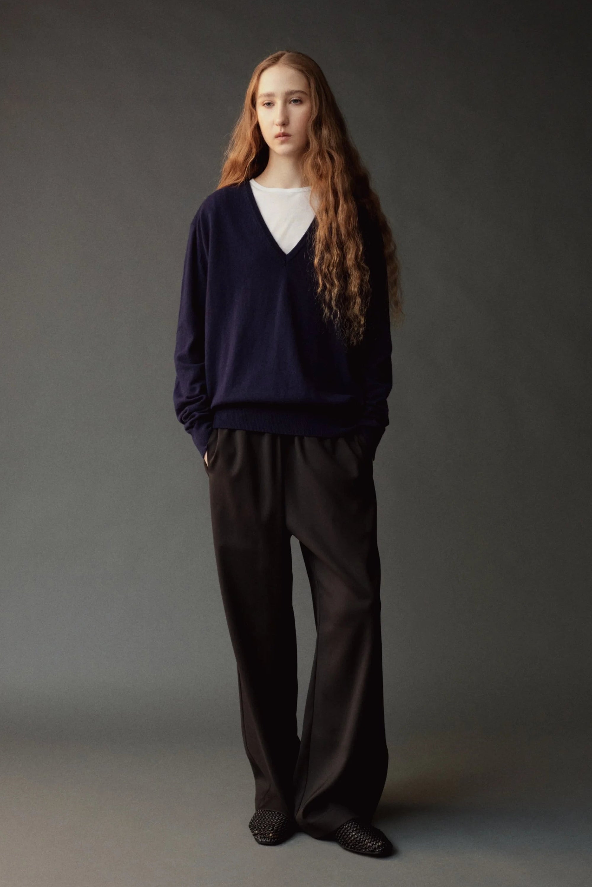 Mijeong Park wool blend drawstring pants trousers black. PIPE AND ROW 