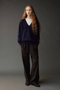 Mijeong Park wool blend drawstring pants trousers black. PIPE AND ROW 