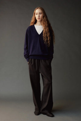 Mijeong Park wool blend drawstring pants trousers black. PIPE AND ROW 