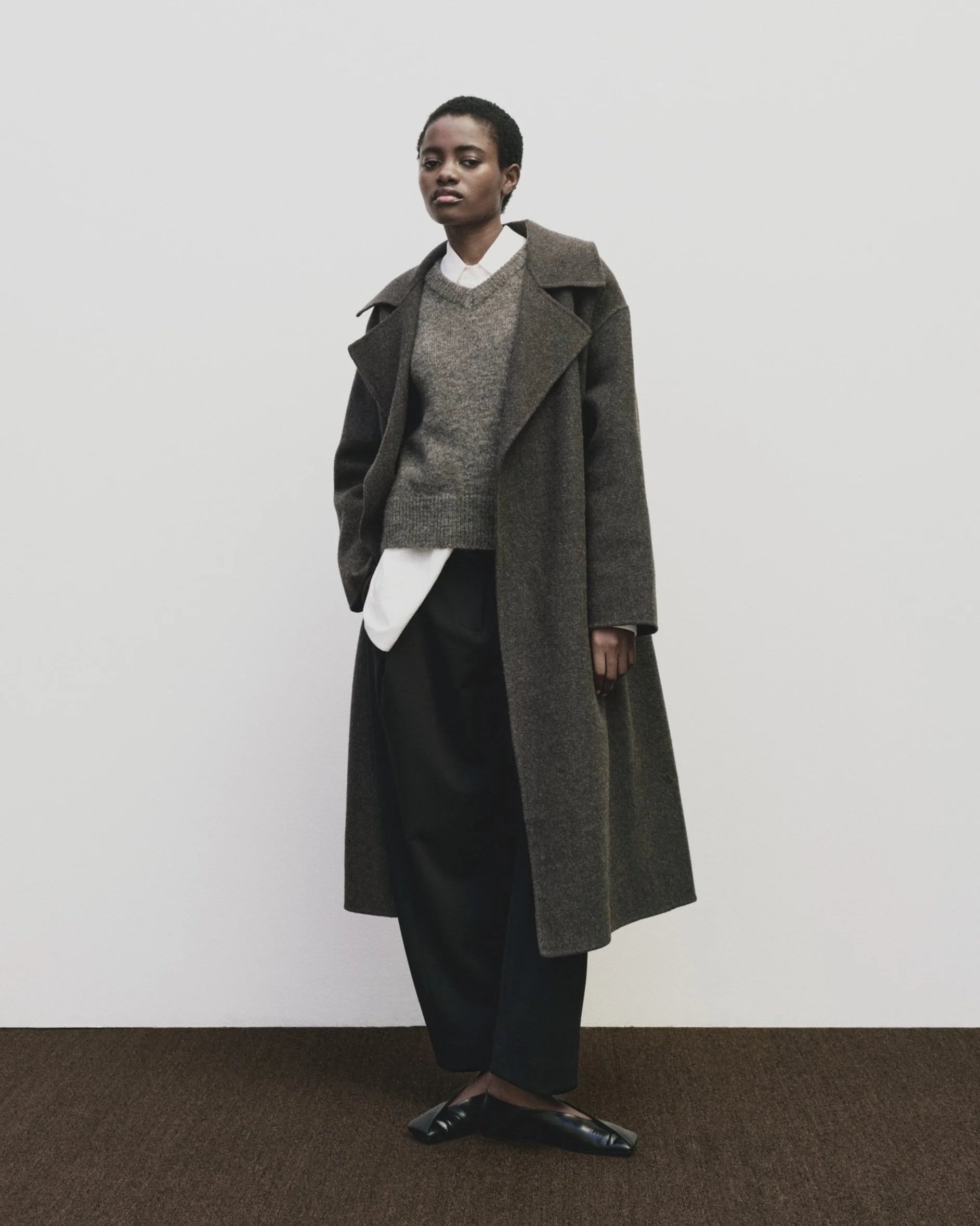 Mijeong Park wool blend v-neck sweater vest heather brown | Pipe and Row