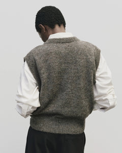 Mijeong Park wool blend v-neck sweater vest heather brown | Pipe and Row